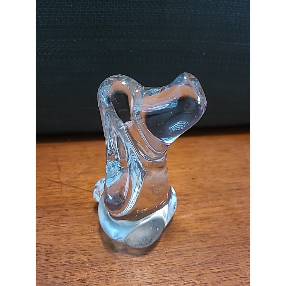 Vintage‎ Art Glass Basset Hound Dog Figurine Paper Weight 4" Clear